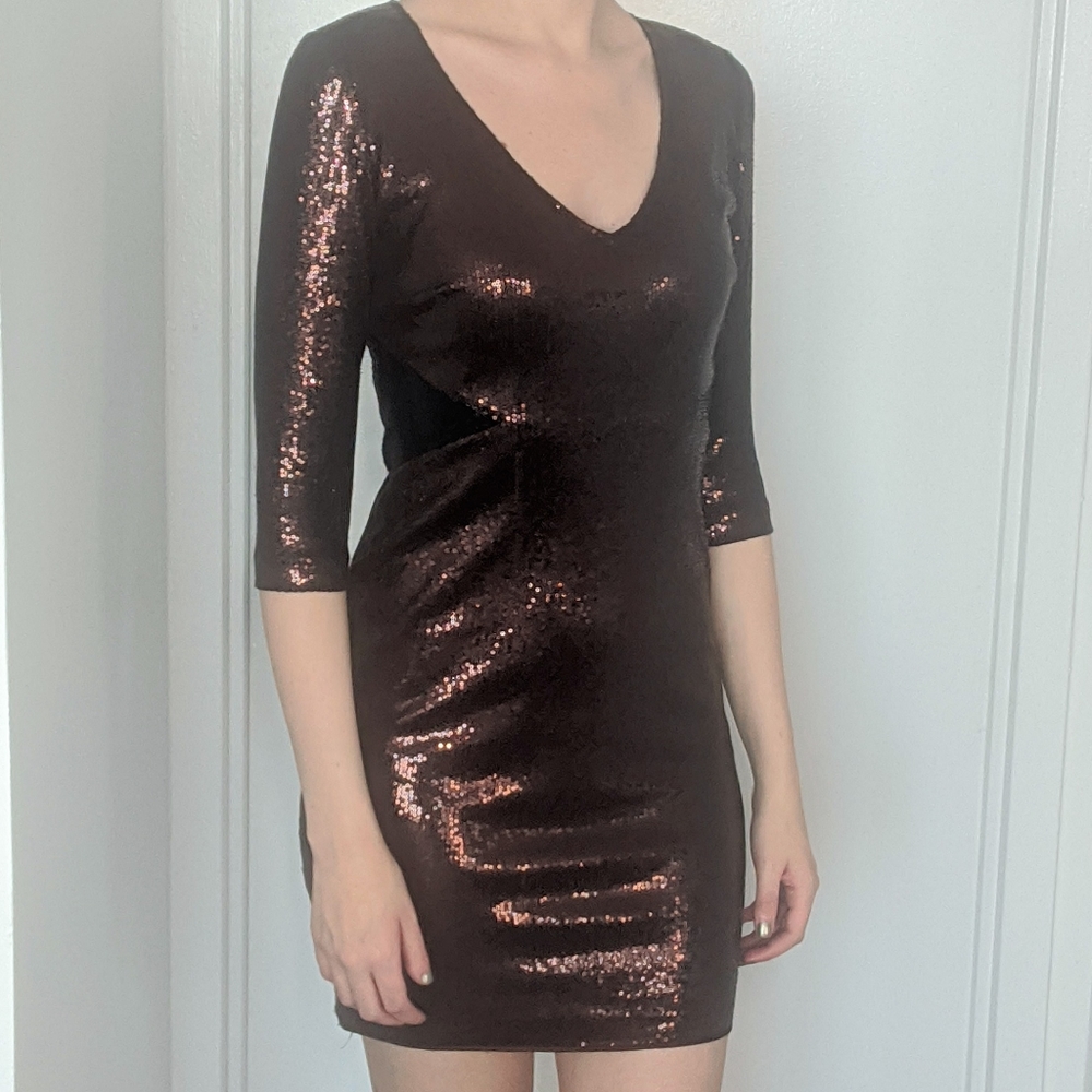 Brown and Black Sequin Dress